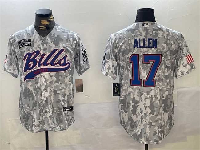 Mens Buffalo Bills #17 Josh Allen 2024 Arctic Camo Salute To Service Stitched Baseball Jersey